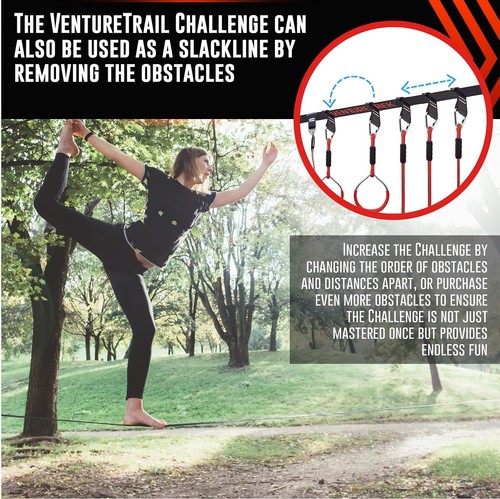 VentureTrek 50FT American Ninja Warrior Obstacle Course for Kids, Ninja Warrior - Picture 6 of 8