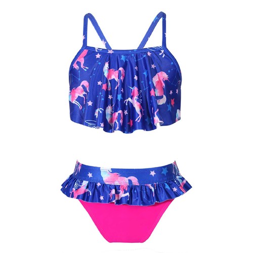 Girls Tankini Swimsuit Bathing Suits Beachwear Swim Top+Bottoms Swimwear Set - Picture 31 of 115