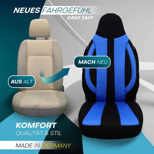 Fundas de asiento de piloto adecuadas para Ford Tourneo Transit Courier (negro-azul) - Imagen 6 de 12