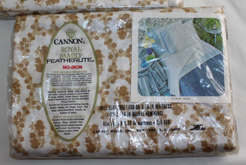 Vintage Cannon Royal Family Featherlite Full Flat Sheet & Full Fitted Bottom Sheet - Bild 5 von 7