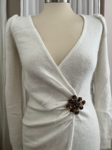 Moda international Vintage Angora sweater wrap dress XS New - Picture 17 of 23