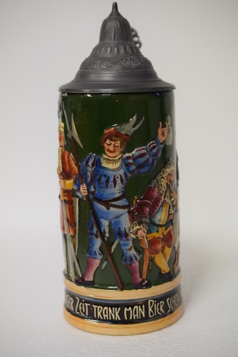Rare Antique Reinhold Hanke 1462 Hand Painted Stoneware .5 Liter German Stein - Picture 3 of 12