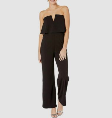 3 Bebe Women S Black Strapless Ruffled V Notch Wide Leg Jumpsuit Size 8 Ebay 3 Bebe Women S Black Strapless Ruffled V Notch Wide Leg Jumpsuit Size 8 Ebay