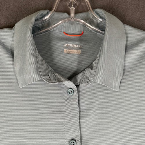 Merrell Mens L Light Blue Gray Long Sleeve Button Front Hiking Performance Shirt - Picture 4 of 13