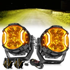 AUXBEAM 3" Side Shooter LED Work Driving Ditch Light Bar Spot Fog Pods Amber DRL