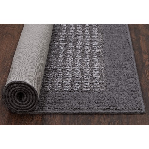 Machine Washable Faux Sisal Gray Border Indoor Accent Rug Set, 3-Piece Set - Picture 2 of 9