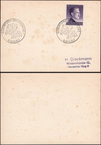 Stamps - KRAKAU 20.APRIL.1943. -Germany Third Reich - Generalgouvernement -"P3" - Picture 5 of 8