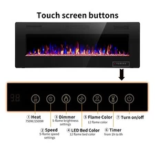 30''- 68'' Electric Fireplace Wall Mounted Recessed Heater Inset Heater Electric