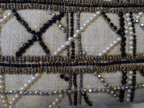New Zara Ivory Tweed Crossbody Beaded Foldover Purse - Picture 13 of 18