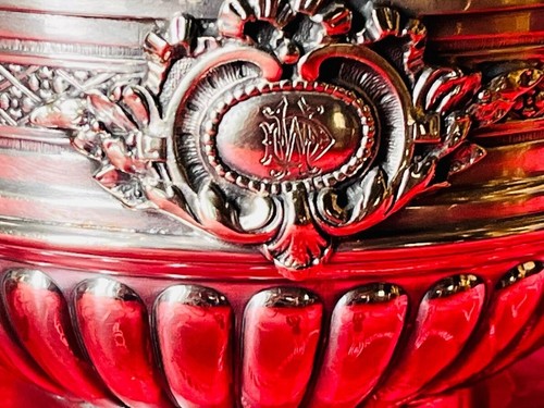Vecchia WMF bellissima coppia di ciotole tazze placcate argento decorazione unica marcata XX secolo - Foto 6 di 8