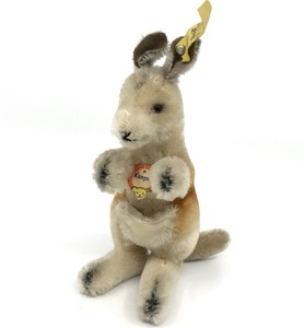 Steiff-Kangoo-Kangaroo-Mohair-Plush-14cm-5-5in-ID-Button-Tags-no-Joey-1960s-Vtg