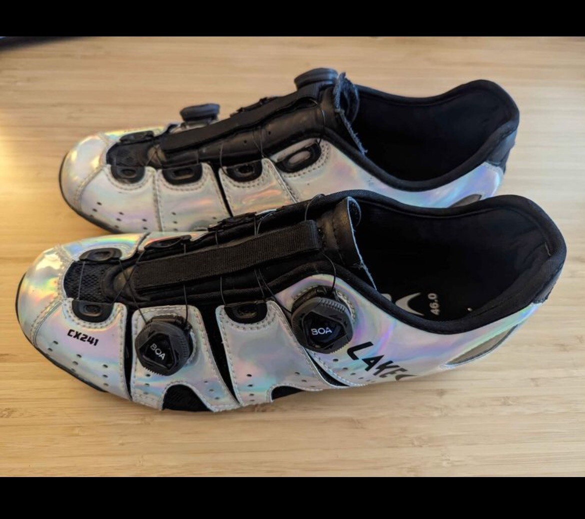 Lake Cx241 Carbon Road Cycling Shoes in Chrome, size 46 Euro / 12 US eBay