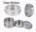 Aluminum Tin Clear Window Screw Top Lid Round Metal Salve Container Travel Tin