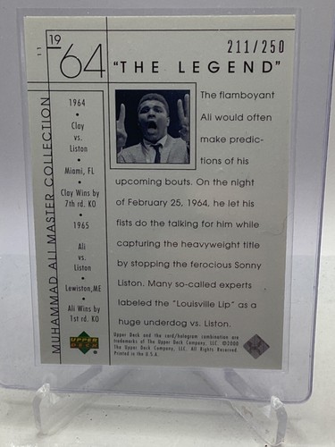2000 Upper Deck Master Collection #11 Muhammad Ali  /250 - Picture 2 of 2