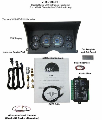 Dakota Digital 88-94 Chevy GMC Truck Direct Fit Gauges Black/Red VHX-88C-PU-K-R - Picture 4 of 7