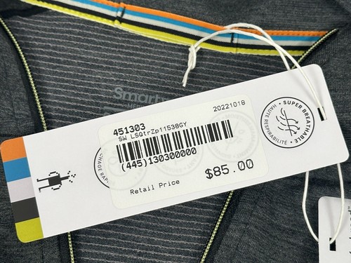 Smartwool Merino Sport Long Sleeve 150 Gray 1/4 Zip Shirt Pullover Men's SMALL - Picture 10 of 15