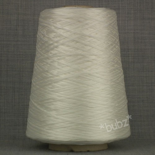 SOFT SILKY SMOOTH 4 PLY YARN 500g CONE 10 BALLS CHAINETTE RIBBON TAPE WHITE  - Picture 1 of 3