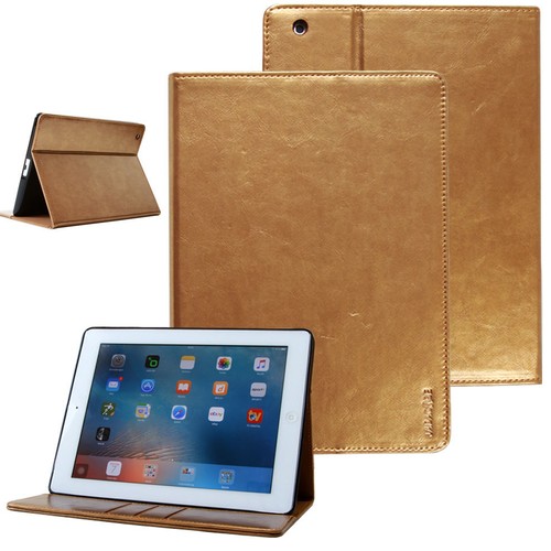 Custodia protettiva pelle per Apple iPad 2/3/4 custodia tablet cover smart case stand oro - Foto 1 di 12