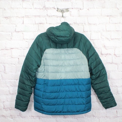 LL Bean Men's Beans Down Hooded Jacket Colorblock Mallard Teal Dark Pine Size L - Picture 6 of 9