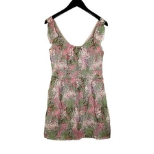 J Crew Size 4 Pure SILK Tank Dress Mini Length Watercolor Print A-Line Slip