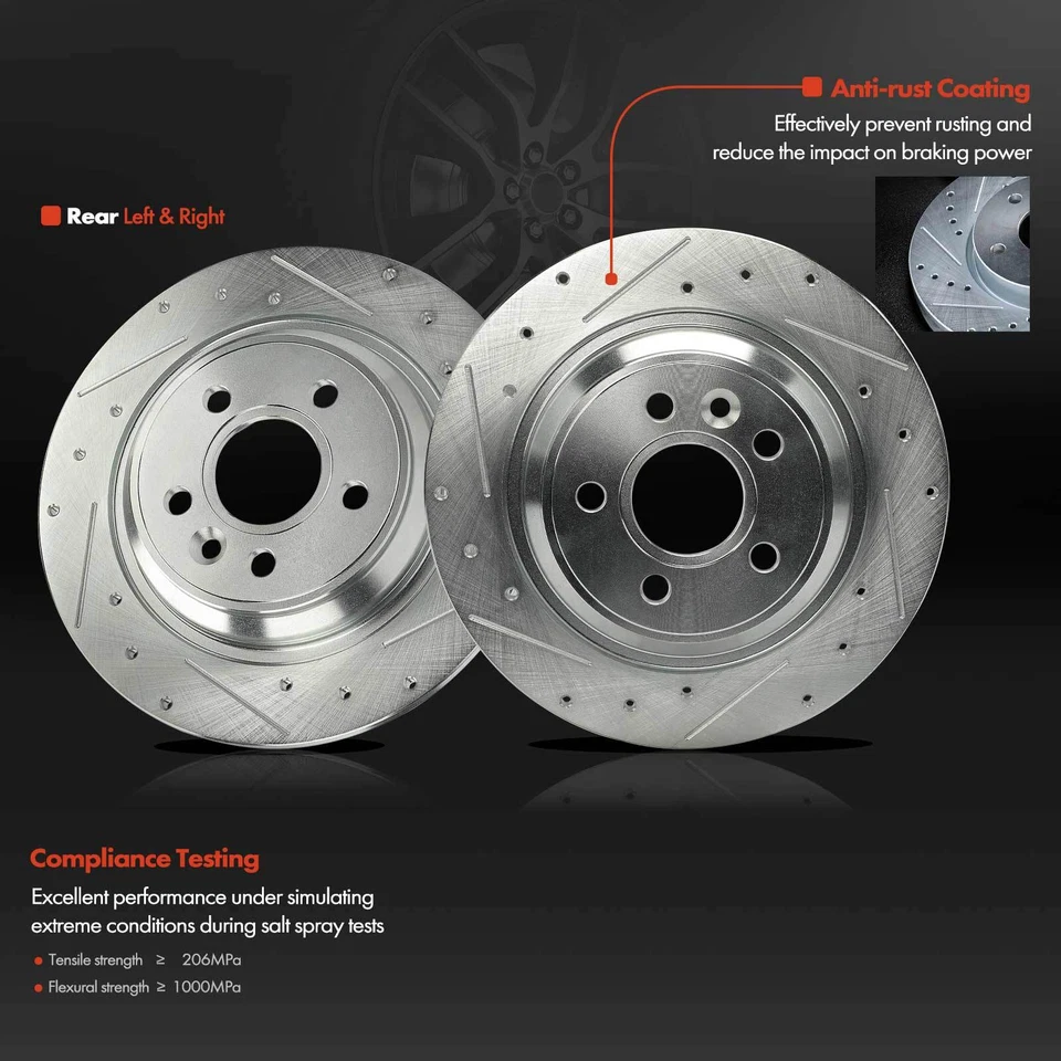 2x Rotores de freno perforados para Volvo S60 Cross Country 11-18 S80 XC70 V60 lado trasero Foto 2 de 4