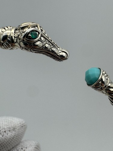 RARE Jai John Hardy Snake Alligator Dragon Cuff Bangle 14k Gold Sterling Silver - Picture 5 of 12