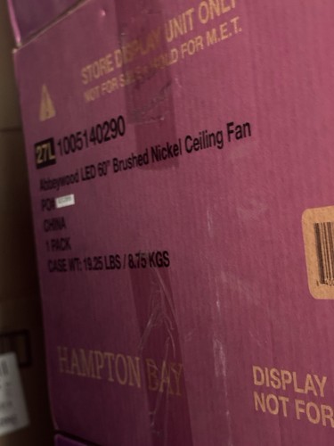 Hampton Bay Abbeywood 60 in. LED Brushed Nickel Ceiling Fan Missing Motor Remote - Picture 4 of 4