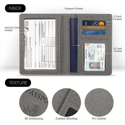 VIDIVICI Unisex 2pk RFID Passport And Vaccine Card Holder Combo,Passport Hold... - Picture 4 of 6