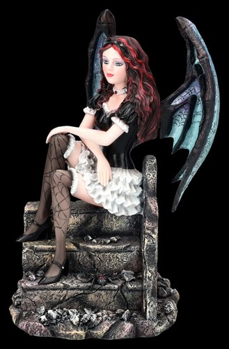 Figure Motif Elfe - Sombre Mira Assis Sur Escalier - Déco Fantaisie Fée - Bild 2 von 7