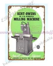 1940s HYDRAULIC MILLING MACHINE Kent-Owens Machine Co Toledo OH metal tin sign