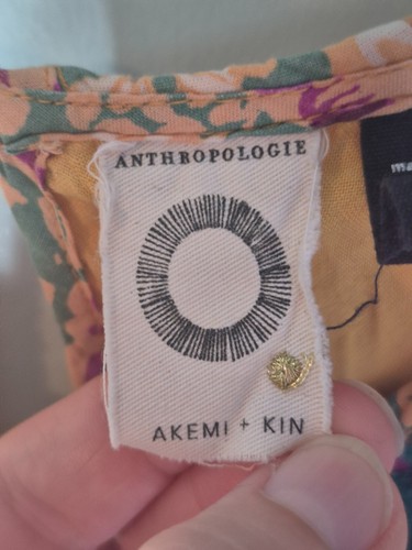 Anthropologie Akemi + Kin Top donna 10 reggicalze ricamato hippie boho floreale - Foto 6 di 10