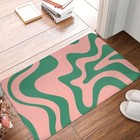 Pattern Bedroom Mat Liquid Swirl Contemporary Pink Green Doormat Flannel Carpet