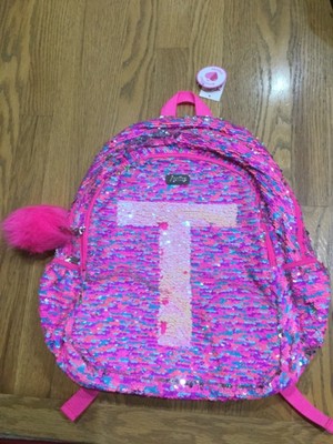 flip sequin initial backpack