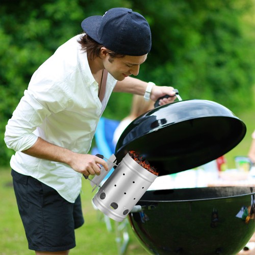 Anzündkamin Grillstarter Kohleanzünder Grillanzünder 1,5 kg 1 kg leicht silber - Bild 5 von 7