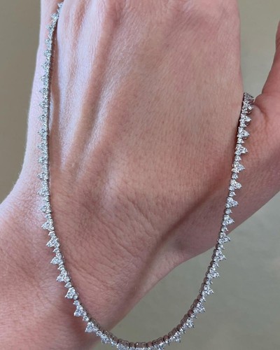 8ct Lab Grown Diamond Tennis Necklace F VS 10K White Gold Elegant Gift for Her - Picture 5 of 6