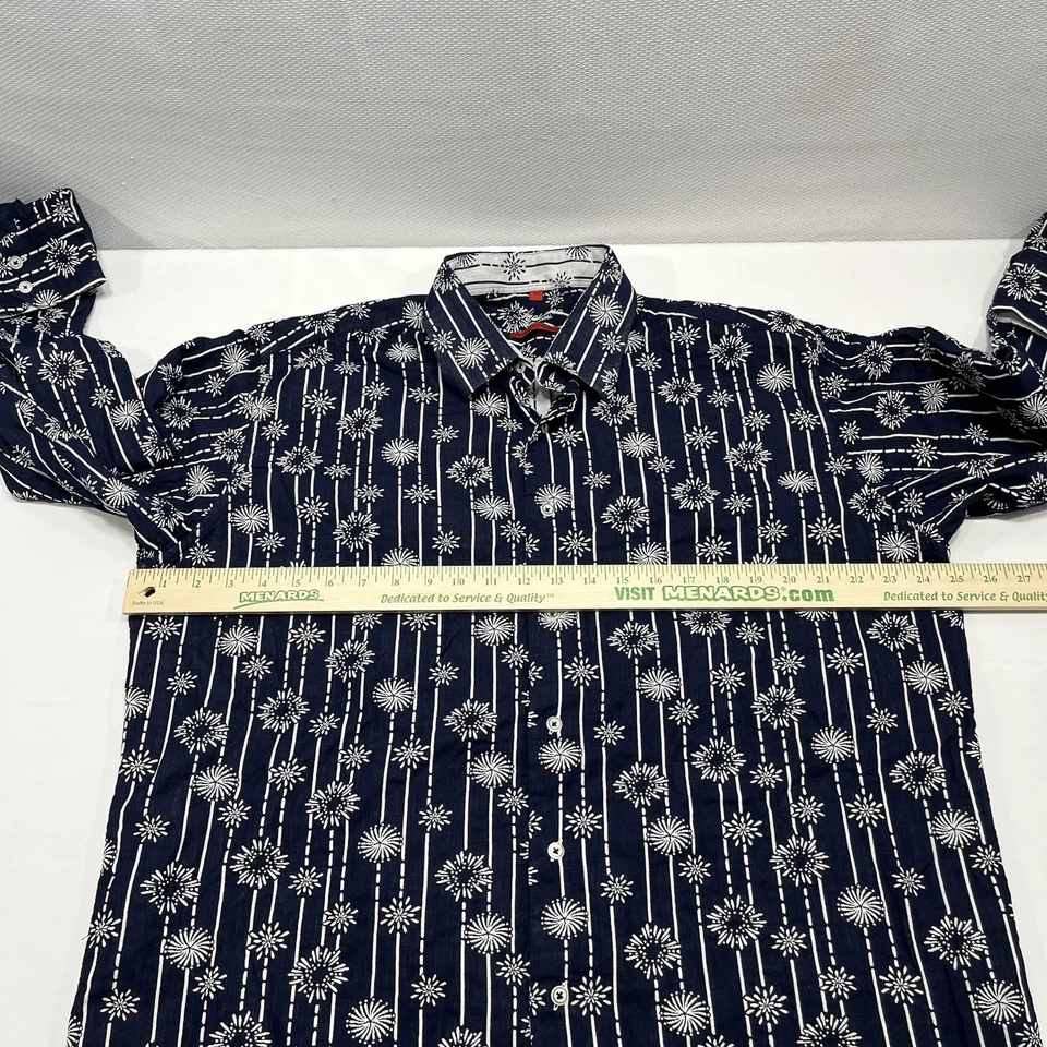 Camisa masculina Luchiano Visconti XLT multicolorida botão AOP L/S cata-vento flocos de neve - Imagem 4 de 4
