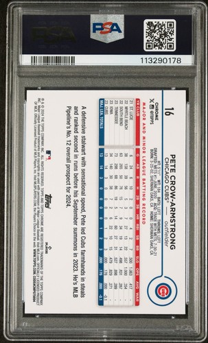 2024 Topps Chrome PETE CROW-ARMSTRONG Magenta Speckle Refractor /350 Cubs PSA 10 - Picture 2 of 2
