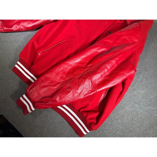 Vintage Durango USA Avirex Style Letterman Jacket Size 3XL USA Wool Leather RED - Picture 9 of 14