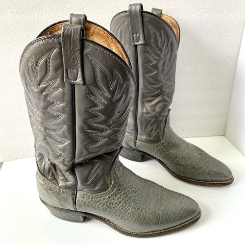 Palomino Vintage Gray Leather US Men’s Size 10D Western Cowboy Boots Made In USA - Picture 2 of 16