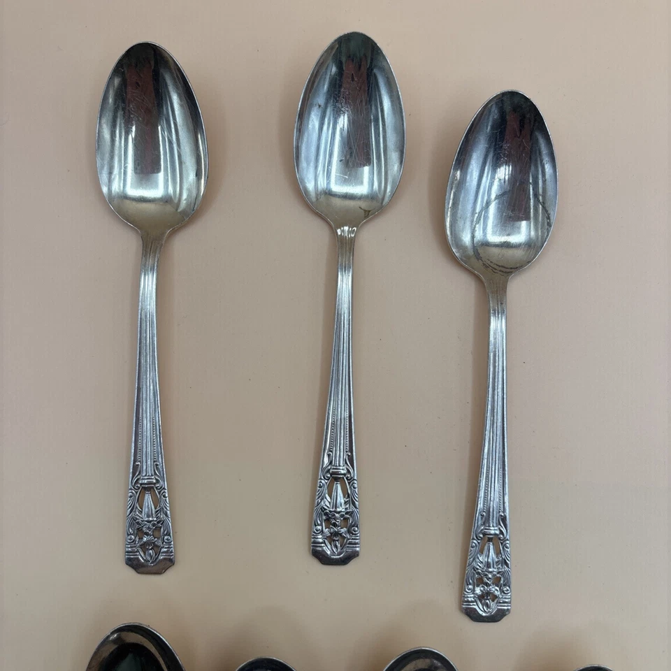 КЛАССИЧЕСКАЯ ФИЛИГРАНЬ 1937 Чайная ложка Harmony House Серебряная Тарелка Wallace Лот 7 Ложек - Изображение 2 из 4