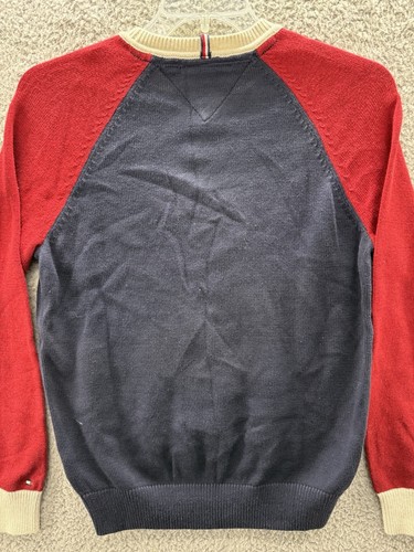 Tommy Hilfiger Pullover rot blau Wollmischung Langarm Rundhals Größe Small 85 - Bild 15 von 16