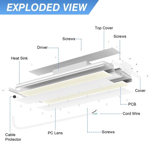 8Pack LED Linear High Bay light 150W 22500LM 5000K Commercial Warehouse Lights - Picture 7 of 14