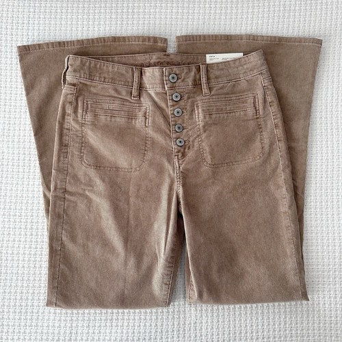 American Eagle Super Hi-Rise Flare Leg Tan Corduroy Pants Womens 10 Short NWT - Picture 3 of 9