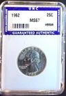 1962 Washington Quarter Unccoins.com Gua Authentic 90% Silver Bullion Coin TONED