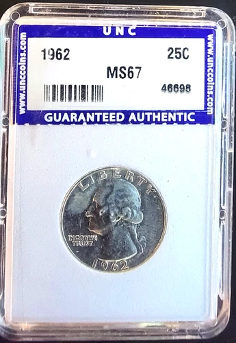 1962 Washington Quarter Unccoins.com Gua Authentic 90% Silver Bullion Coin TONED