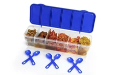 Multipurpose 6-in-1 Masala Box for Kitchen Plastic Kitchen Storage Box-6 (Blue)