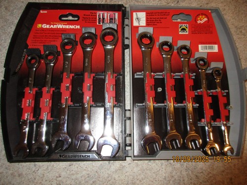 GearWrench #44000 10 PC Ratcheting Combination Wrench Set SAE Standard Metric Mm - Picture 4 of 9
