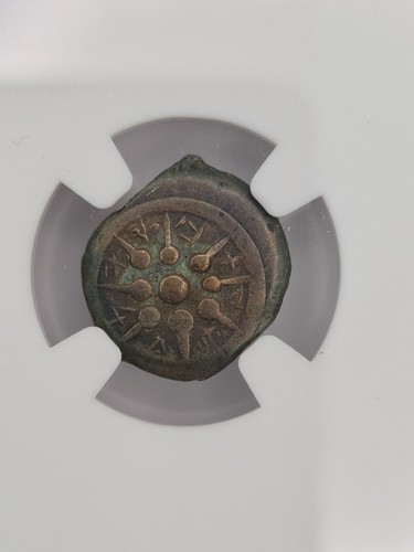 Biblical Widow’s Mite • Alexander Jannaeus Prutah • Star & Anchor • NGC VF - Picture 5 of 9