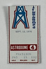 September 12 1976 Houston Oilers Tampa Bay Buccaneers Bucs Ticket Stub Astrodome