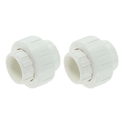 2x 3/4'' UPVC Union Adapter (SxS), Sch40 EPDM O-Ring, weiß